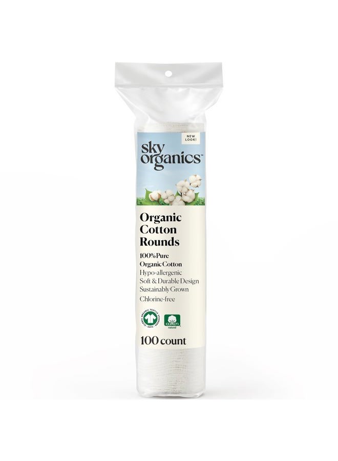 Sky Organics Organic Cotton Rounds for Sensitive Skin, 100% Pure GOTS Certified Organic for Beauty & Personal Care, 100 ct. w Ebook  - Image 1