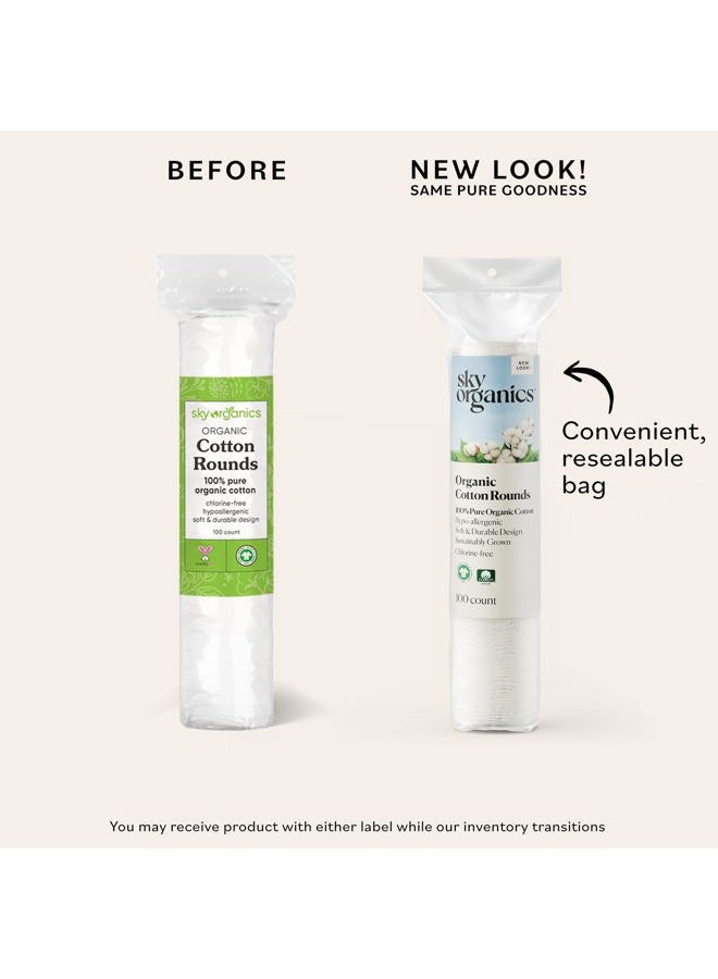 Sky Organics Organic Cotton Rounds for Sensitive Skin, 100% Pure GOTS Certified Organic for Beauty & Personal Care, 100 ct. w Ebook  - Image 2