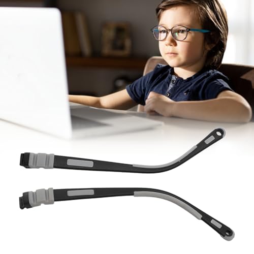 Sunisfa 1 Pair Flexible Silicone Kids Glasses Legs, Snap On, Replacement for Children Eyeglass Arms, Non Slip, Soft, Safe for Sensitive Skin, Black Gray, with Holes, for Daily Wear - Image 5