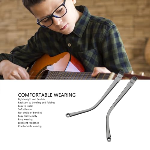 Sunisfa 1 Pair Flexible Silicone Kids Glasses Legs, Snap On, Replacement for Children Eyeglass Arms, Non Slip, Soft, Safe for Sensitive Skin, Black Gray, with Holes, for Daily Wear - Image 3