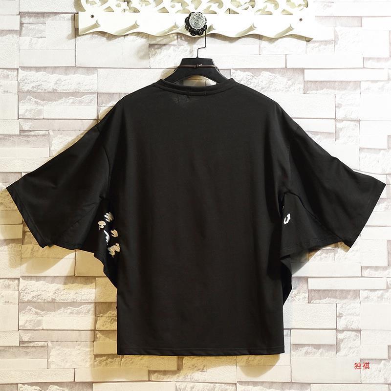 Short-Sleeved T-Shirt Men'S Fashionable Brand Summer 2023 New Five-Sleeved Batwing Shirt Loose Plus Size All-Match T-Shirt Top - Image 3