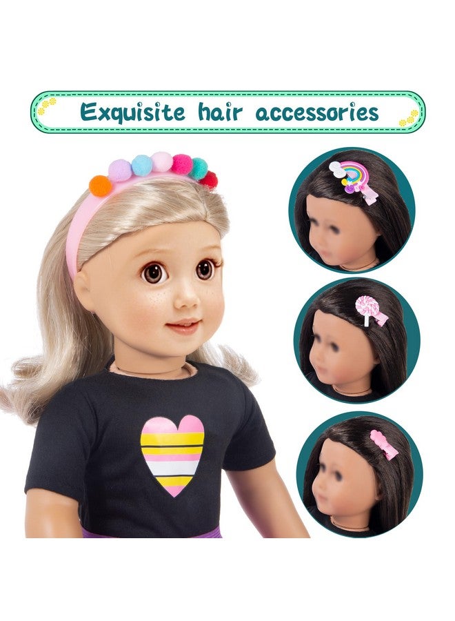 ebuddy 18 Inch Doll Clothes and Accessories Doll Travel Set with Suitcase Roller Skates School Supplies Playset Purple Unicorn Set Including Dress,Suitcase, Roller Skates,Hairpin,Hair Ring(No Doll) - Image 3