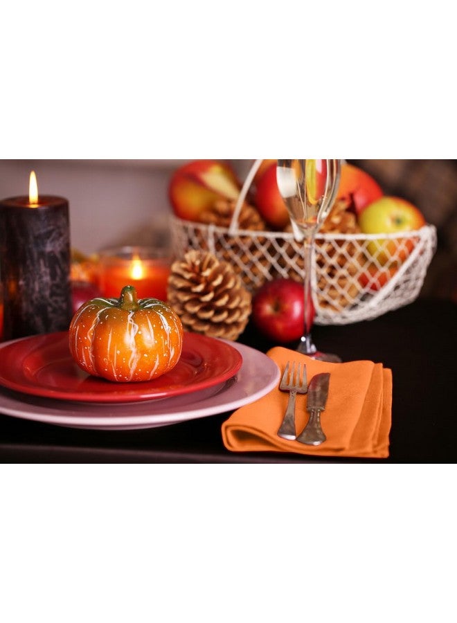 RUVANTI Cloth Napkins Set of 12, 18x18 Inches Napkins Cloth Washable, Soft, Durable, Absorbent, Cotton Blend. Table Dinner Napkins Cloth for Thanksgiving, Halloween Dinners Parties - Orange/Fall - Image 3
