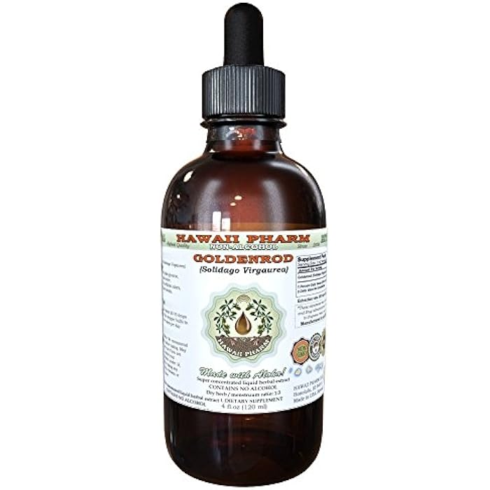 Hawaii Pharm Goldenrod Alcohol-Free Liquid Extract, Goldenrod (Solidago virgaurea L.) Dried Herb Glycerite Natural Herbal Supplement 2 oz - Image 1