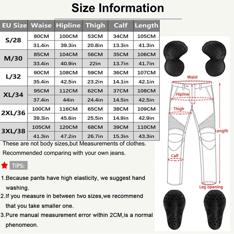 LOMENG Motorcycle Riding Pants Motorbike Motocross Cycling Jeans Safety CE Knee Hip Removable Armored All Seasons for Men Khaki 34,34 Regular - Image 5