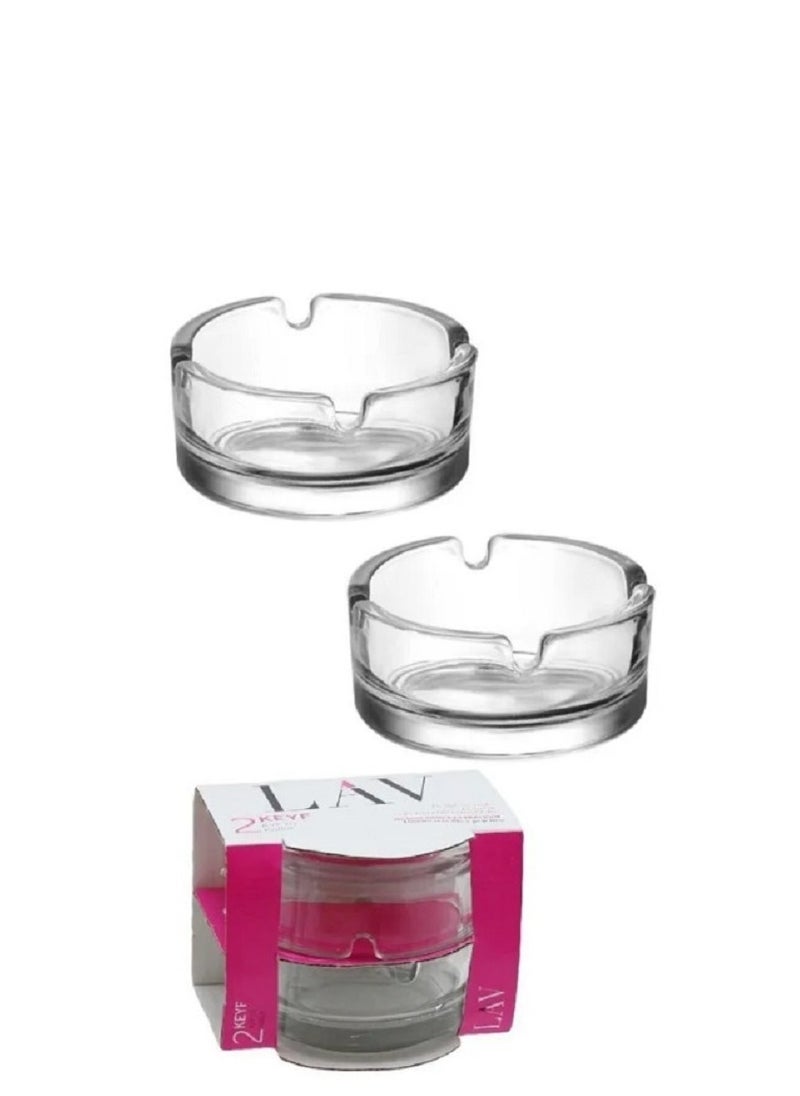 LAV 2 Pieces Keyif Mini Ashtray Set 72Mm - Clear  - Image 3