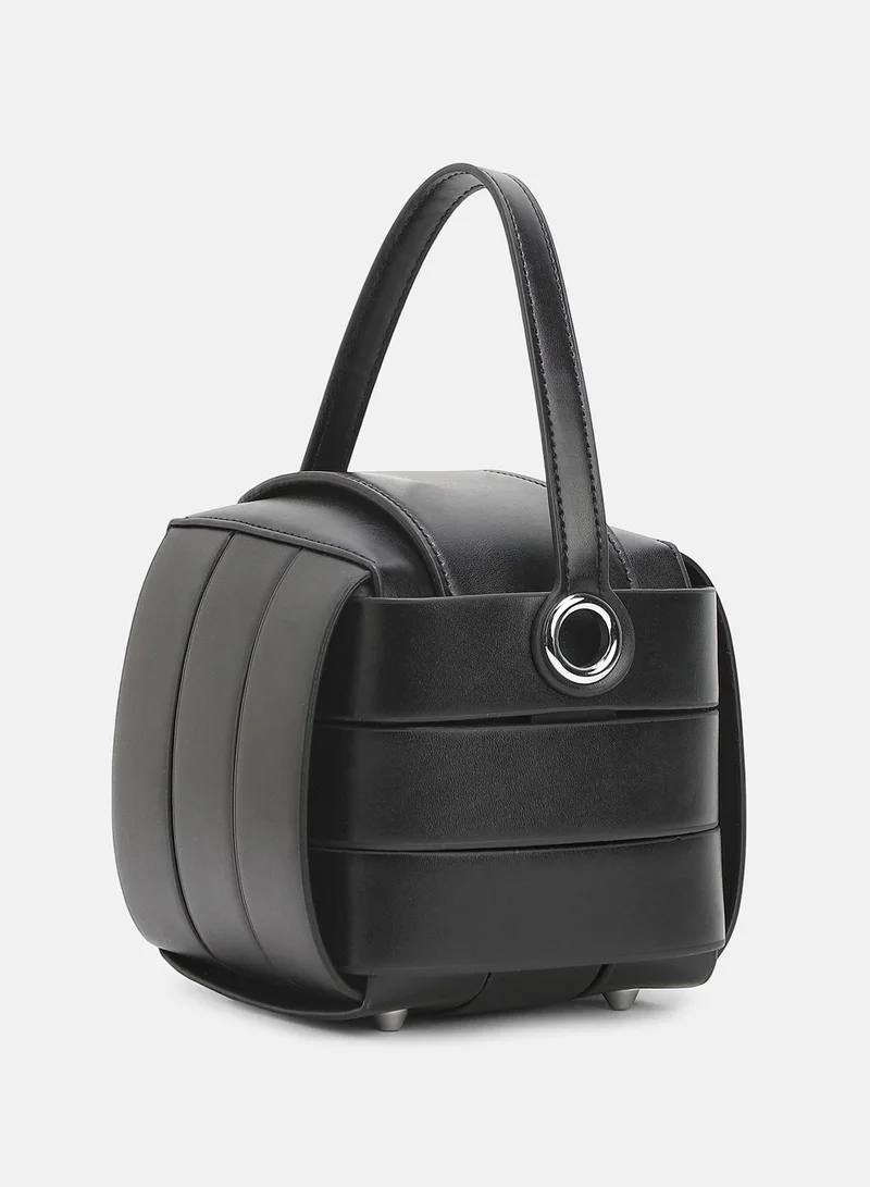 Haute Sauce Solid Zip Lock Regular Vegan Leather Hand Bag For Women