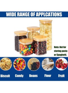 TYCOM Tycom Glass Jars Set 430ML & 750ML, Food Cereal Storage Spice Containers for Home Kitchen, Food Storage jars With Labels, Marker and spoons, Square 8cm Mixed 12P With Wood Lid.  - Image 4