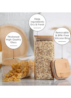 TYCOM Tycom Glass Jars Set 430ML & 750ML, Food Cereal Storage Spice Containers for Home Kitchen, Food Storage jars With Labels, Marker and spoons, Square 8cm Mixed 12P With Wood Lid.  - Image 5