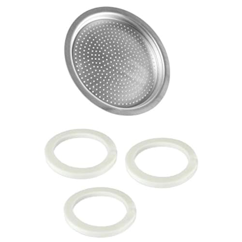 Univen 2.5" (64mm) Espresso Filter and Gasket Seals Compatible with Bialetti 6 Cup Aluminum Espresso Makers - Image 1