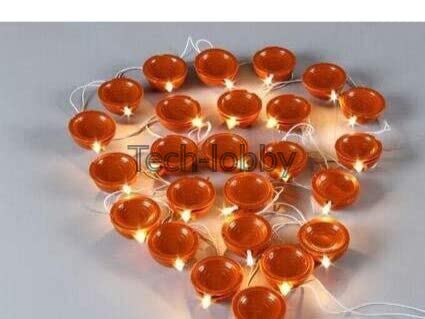 TechLobby Diwali Decoration Flame Less Diya Set Electric 21 Diya and 10 feet Brown Plated