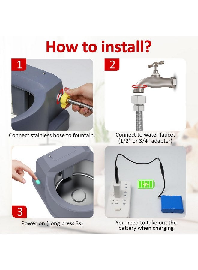BENTOPAL Dog Water Fountain Auto Filling Dog Water Dispenser Connect Water Supply, Rechargeable 3.9L Large Dog Water Bowl - Image 4