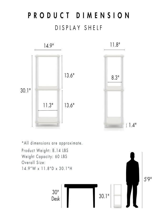 HOMES: Inside + Out Apexa Modern 3-Tier Narrow Shelving Units, Collectibles Display Shelves, Easy Assembly Standing Shelf, Home Storage Organizer for Living Room, Bedroom, Office, Garage, White - Image 4