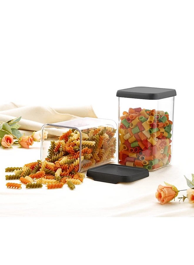 Kitchenwell 1100 ML Easy Flow Cereal Dispenser Storage Jar, Idle for Kitchen- Storage Box Lid Food Rice Pasta Pulses Container, Square Containers for Kitchen (Black, 1100 ML, Pack of 12) - Image 5