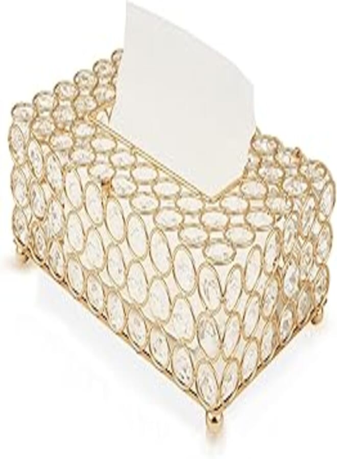 HASTHIP® Tissue Box Holder with Crystal Glass Beads, Decorative Toliet Paper Box, Crystal Napkin Holder, Facial Tissue Holder for Bathroom/Dresser/Night Stand/Desk/Table, 9x3.93x5.1 Inches