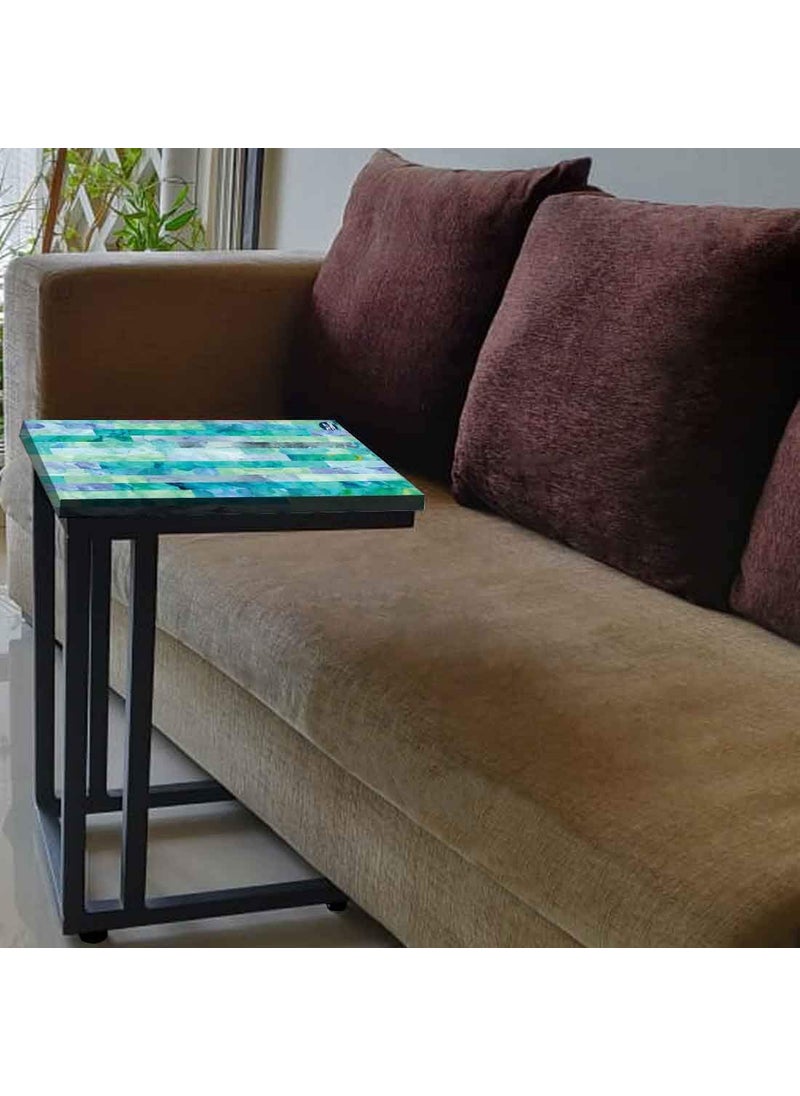 Nutcase Nutcase Design C Shaped Side Table for Laptop Work on Sofa CouchStudy Breakfast Snack Serving End Tables for Living Room Bedroom Marble Lines  - Image 2