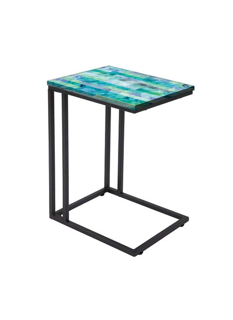 Nutcase Design C Shaped Side Table for Laptop Work on Sofa CouchStudy Breakfast Snack Serving End Tables for Living Room Bedroom Marble Lines
