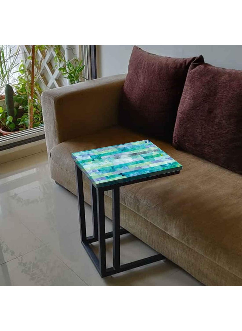 Nutcase Nutcase Design C Shaped Side Table for Laptop Work on Sofa CouchStudy Breakfast Snack Serving End Tables for Living Room Bedroom Marble Lines  - Image 5