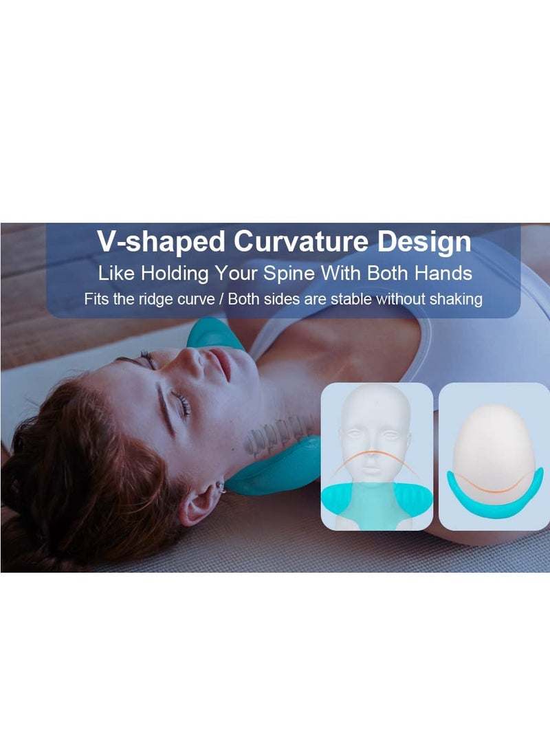 Excefore Neck and Shoulder Relaxer, Cervical Traction Device for TMJ Pain Relief Spine Alignment, Chiropractic Pillow Stretcher(Blue)  - Image 5