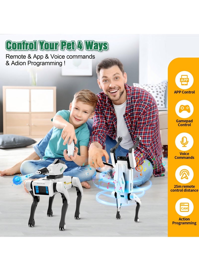 Smart Robotic Dog with Voice Command: Program via App, Dancing, Walking & Interactive Modes for Kids