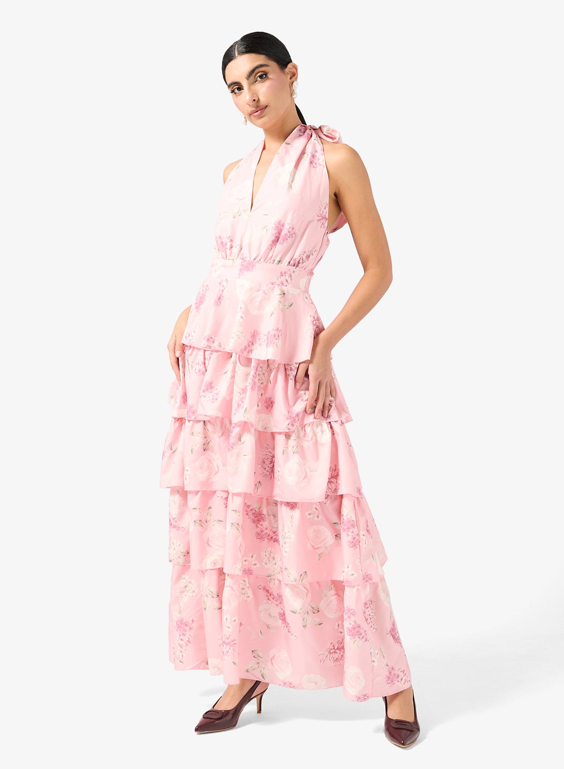 Layered Floral Print Dress