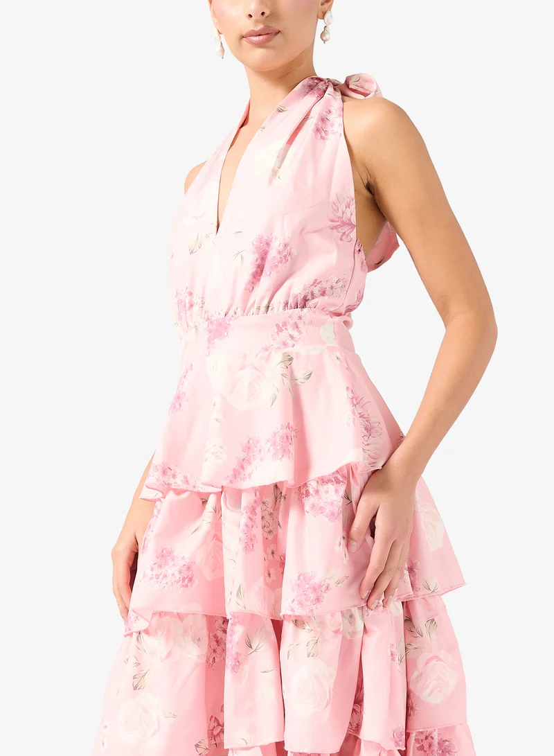 ELLA  Layered Floral Print Dress for Women | Best Price UAE