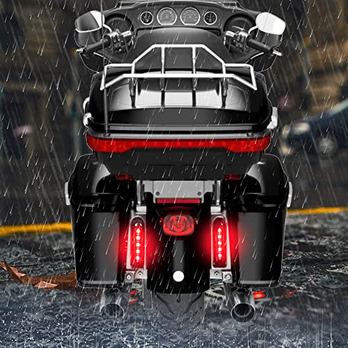 MotoParAcc Smoked LED Saddlebag Support Insert Turn Signal Lights, Keystone Auxiliary Filler Panel Brake Tail Lights for Harley Touring FLHR Road King FLHT FLHTC Electra Glide FLHRS 2014-2023 - Image 5