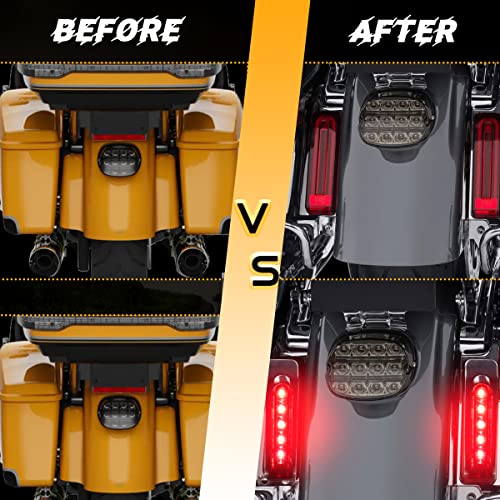 MotoParAcc Smoked LED Saddlebag Support Insert Turn Signal Lights, Keystone Auxiliary Filler Panel Brake Tail Lights for Harley Touring FLHR Road King FLHT FLHTC Electra Glide FLHRS 2014-2023 - Image 3