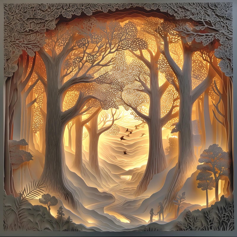 Blueforest Forest Sunset 500Piece Jigsaw Puzzle for Adults Layered Paper Art with Letters on Back Large Piece Relaxing Puzzle for Seniors Challenging 20x20 Nature Scene Fun Gift for Puzzle Lovers - Image 3