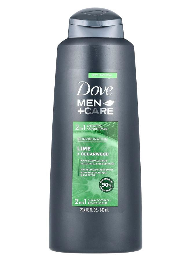 Dove Men+Care 2 In 1 Shampoo + Conditioner Reinvigorating Lime + Cedarwood 20.4 fl oz (603 ml)