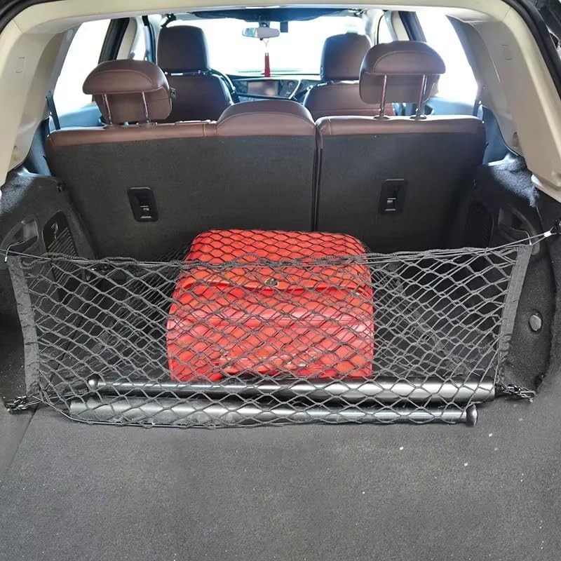Car Cargo Net Compatible with Mitsubishi Lancer Evolution, Rear Trunk Stretchable Mesh Storage Net with Hook & Loop Straps Car Interior Accessories,Double-layer-40 * 90CM - Image 3