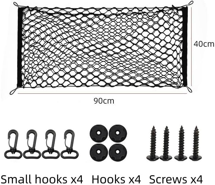 Car Cargo Net Compatible with Mitsubishi Lancer Evolution, Rear Trunk Stretchable Mesh Storage Net with Hook & Loop Straps Car Interior Accessories,Double-layer-40 * 90CM - Image 2