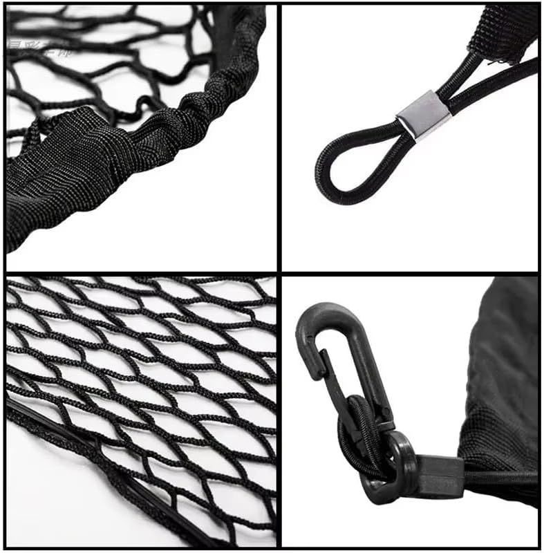 Car Cargo Net Compatible with Mitsubishi Lancer Evolution, Rear Trunk Stretchable Mesh Storage Net with Hook & Loop Straps Car Interior Accessories,Double-layer-40 * 90CM - Image 5