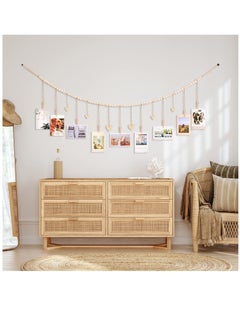 Excefore Hanging Photo Display Room Wall Decor, Boho Collage Picture Frame Cards Holder, Photo Hanger with 9 Wood Clips and 6 Wooden Hearts Tags for Home, Bedroom, Office, Nursery, Dorm Decor  - Image 4