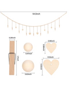 Excefore Hanging Photo Display Room Wall Decor, Boho Collage Picture Frame Cards Holder, Photo Hanger with 9 Wood Clips and 6 Wooden Hearts Tags for Home, Bedroom, Office, Nursery, Dorm Decor  - Image 3