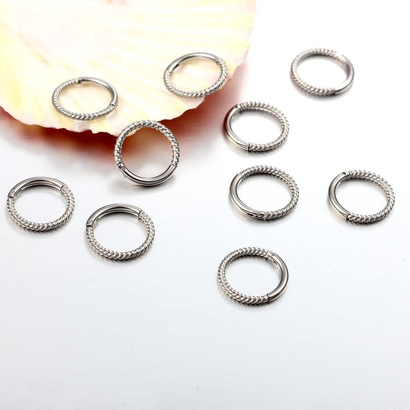 Earblity 10 PCS 16g*0g Silver Ear Gauges Ear Rings Stacks Ear Plugs Tunnels Hypoallergenic 316L Stainless Steel Nose Nipple Lip Body Piercing Jewelry - Image 2