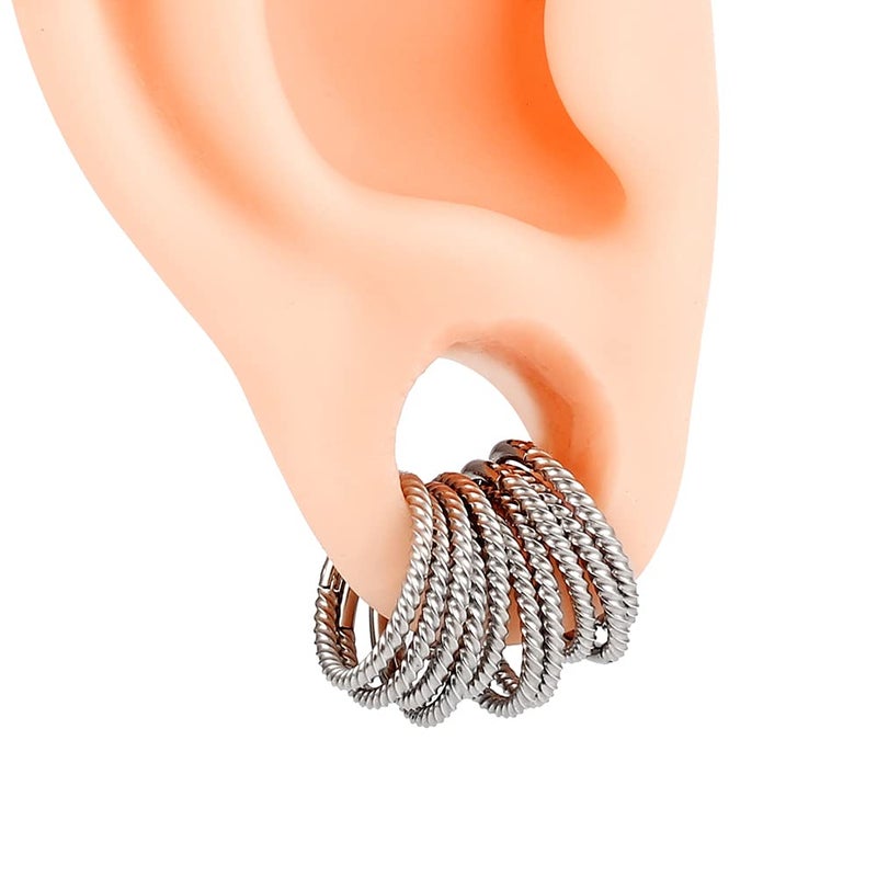 Earblity 10 PCS 16g*0g Silver Ear Gauges Ear Rings Stacks Ear Plugs Tunnels Hypoallergenic 316L Stainless Steel Nose Nipple Lip Body Piercing Jewelry - Image 1