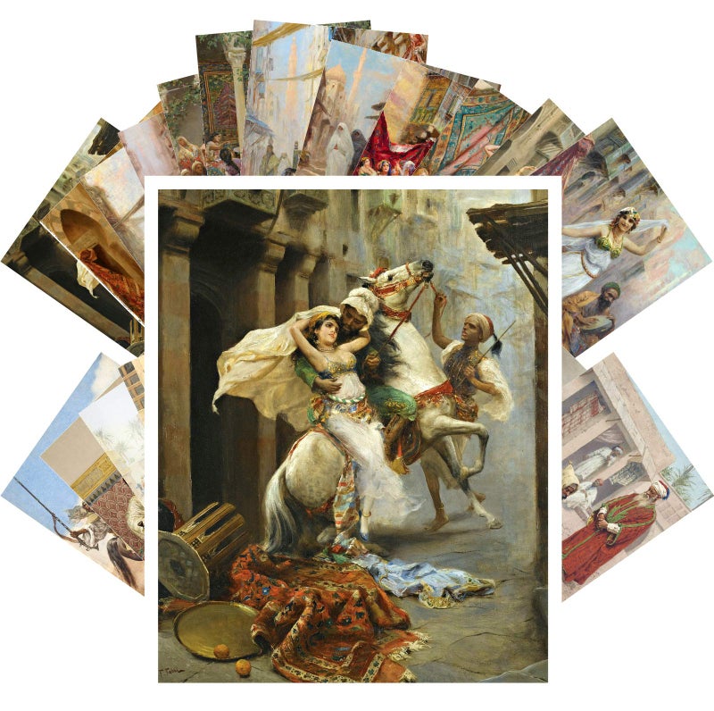 PIXILUV Vintage PostCards 24 pcs ORIENTAL ANTIQUE LIFE SCENES Antique Museum Painting Art Fabio Odalisque Retro Poster REPRINT - Image 4