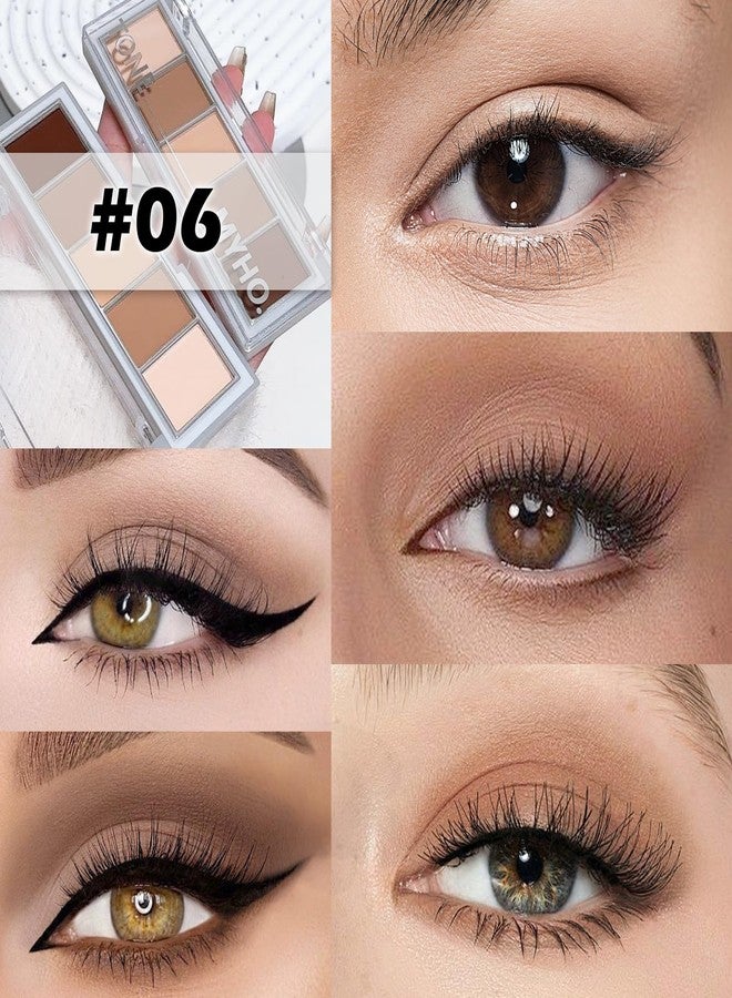 LSxia لوحة ظلال عيون غير لامعة بـ 5 ألوان مع فرشاة - لوحة ظلال عيون باللون البيج المحايد والبني الداكن، مكياج، ظلال عيون طبيعية مقاومة للماء بألوان باردة للعيون الخضراء والزرقاء والبنية ومكياج سموكي، 06# - Image 3