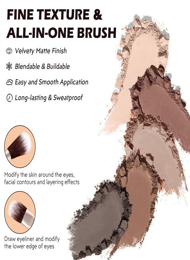 LSxia لوحة ظلال عيون غير لامعة بـ 5 ألوان مع فرشاة - لوحة ظلال عيون باللون البيج المحايد والبني الداكن، مكياج، ظلال عيون طبيعية مقاومة للماء بألوان باردة للعيون الخضراء والزرقاء والبنية ومكياج سموكي، 06# - Image 5