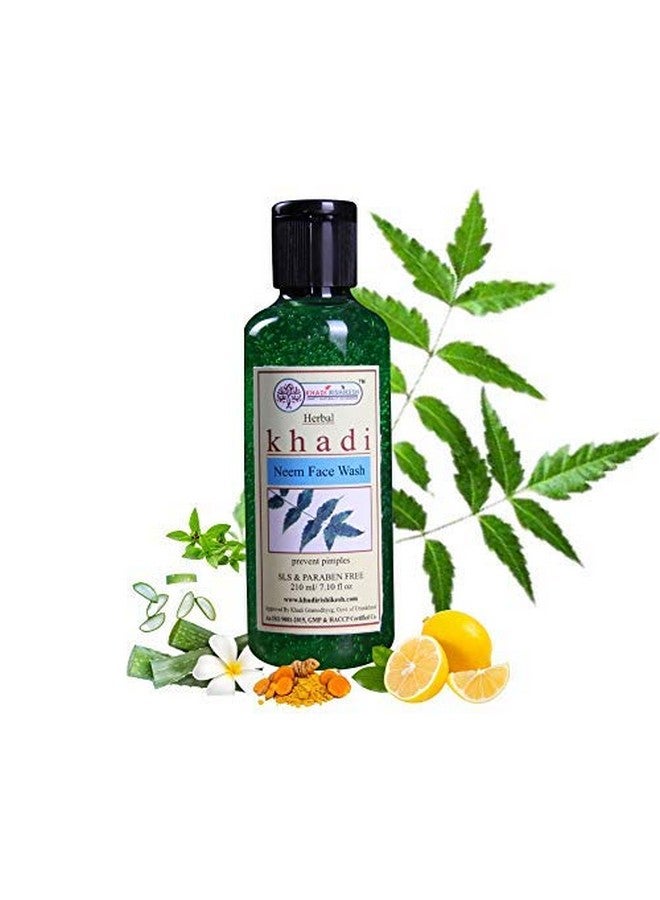 KHADI RISHIKESH Ayurvedic Neem Pimple Control Face Wash Prevents Pimples Fades Scarseven Skin Tone Brightening Lightening Skinday/Night Face Cleanser Herbalwomen/Menparaben Freeall Skin Types210Mlwith Rumaal Free - Image 1