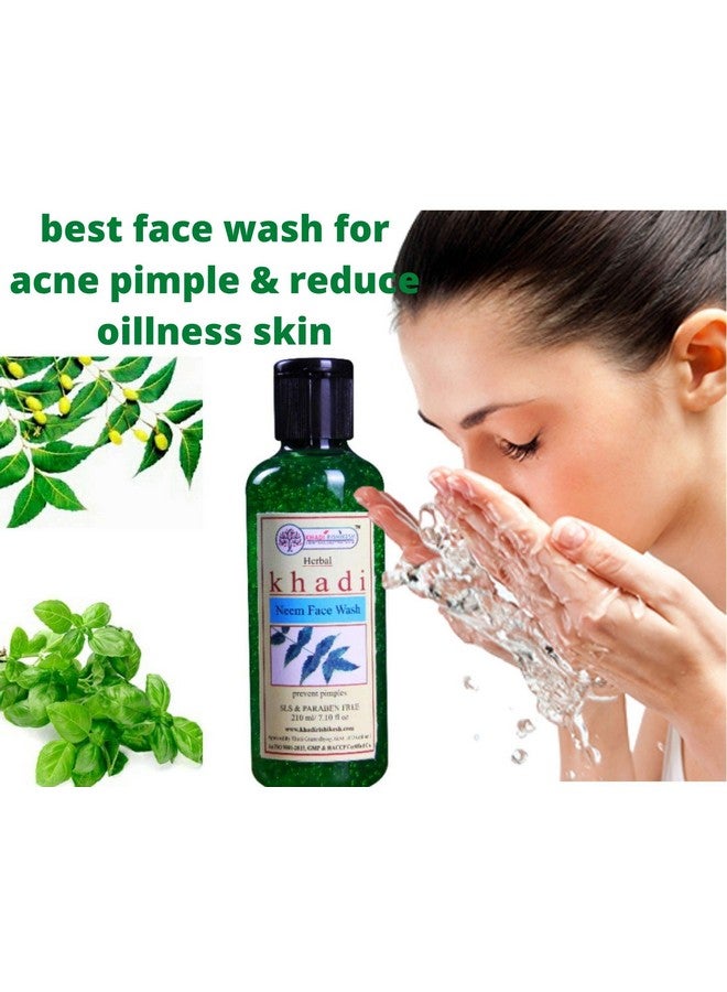 KHADI RISHIKESH Ayurvedic Neem Pimple Control Face Wash Prevents Pimples Fades Scarseven Skin Tone Brightening Lightening Skinday/Night Face Cleanser Herbalwomen/Menparaben Freeall Skin Types210Mlwith Rumaal Free - Image 2