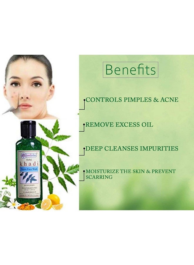 KHADI RISHIKESH Ayurvedic Neem Pimple Control Face Wash Prevents Pimples Fades Scarseven Skin Tone Brightening Lightening Skinday/Night Face Cleanser Herbalwomen/Menparaben Freeall Skin Types210Mlwith Rumaal Free - Image 3