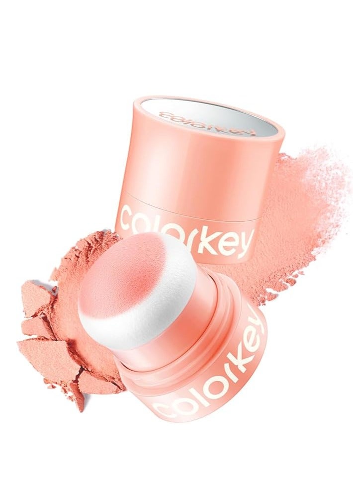 COLORKEY Shimmering Pudding Powder Blush, Lightweight, non-drying and smooth, Naturally Luminous Semi-Matte Finish, Self-contained brush, portable makeup (05 Sweet Melon, 3.2g) - Image 1