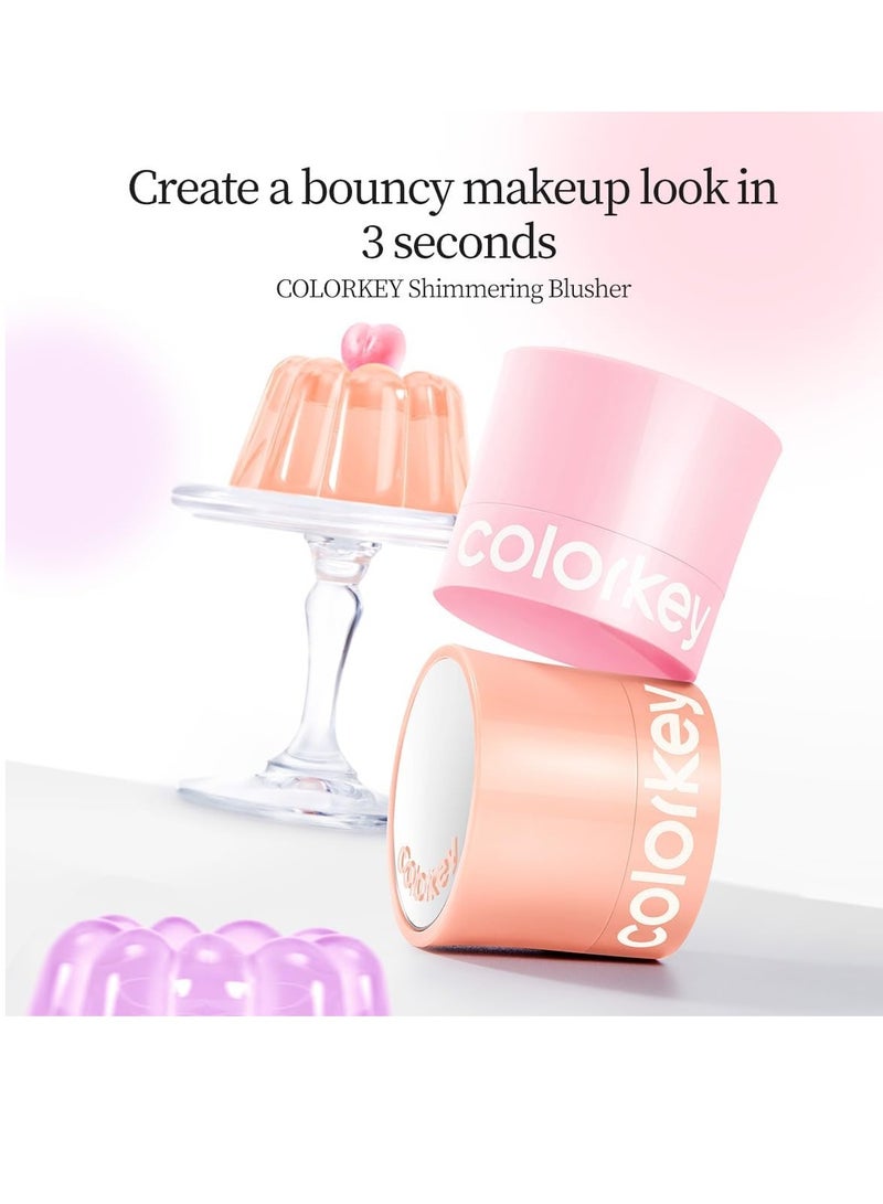 COLORKEY Shimmering Pudding Powder Blush, Lightweight, non-drying and smooth, Naturally Luminous Semi-Matte Finish, Self-contained brush, portable makeup (05 Sweet Melon, 3.2g) - Image 5