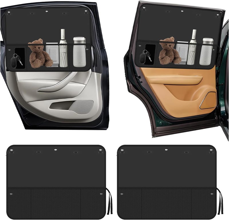 Figpade 2PCS Rear Car Window Shades for Side Window,27.24x19.69 Car Sun Shade Side Windows for Shading & Storing with 7 Suction Cups on Each Piece & Pouch,Portable Cars Windows Shade for Baby - Image 1