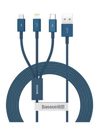 3 in 1 Multi Fast Charging Cable, Compatible with iPhone/Type C/Micro USB Connector for iPhone, iPad, Micro USB, Type C Smartphones, Supports Charging, Smart Port Cable Blue - pzsku/Z55A1C09E26D1EDCCAA76Z/45/_/1691731702/e897a114-bec8-4c7b-94b2-b210bcde616e