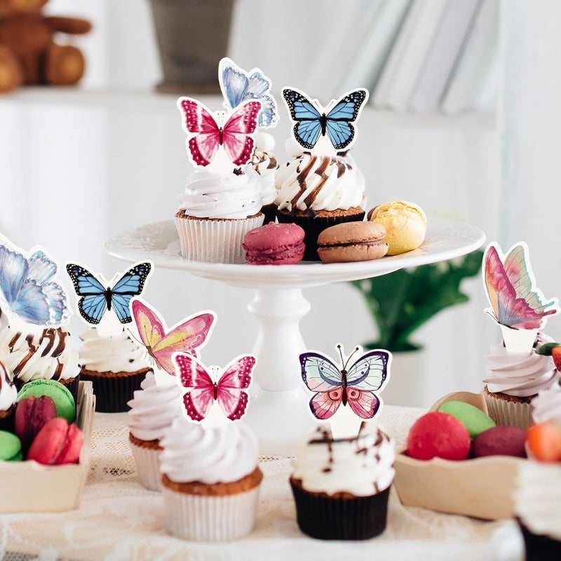 Golden Butterfly Cake Decorations Cupcake Toppers Birthday Wedding Party - Image 2