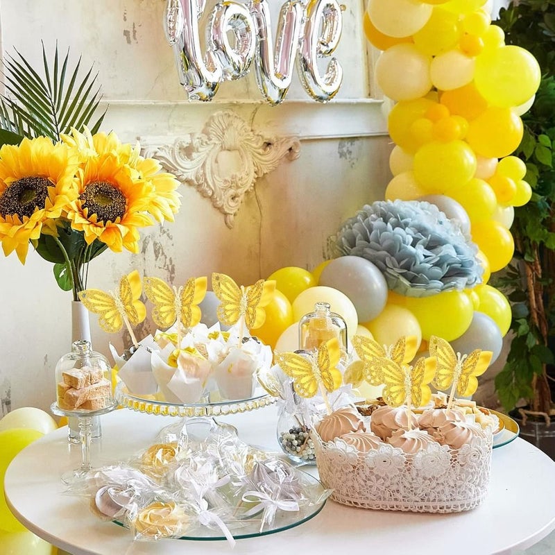 Golden Butterfly Cake Decorations Cupcake Toppers Birthday Wedding Party - Image 4