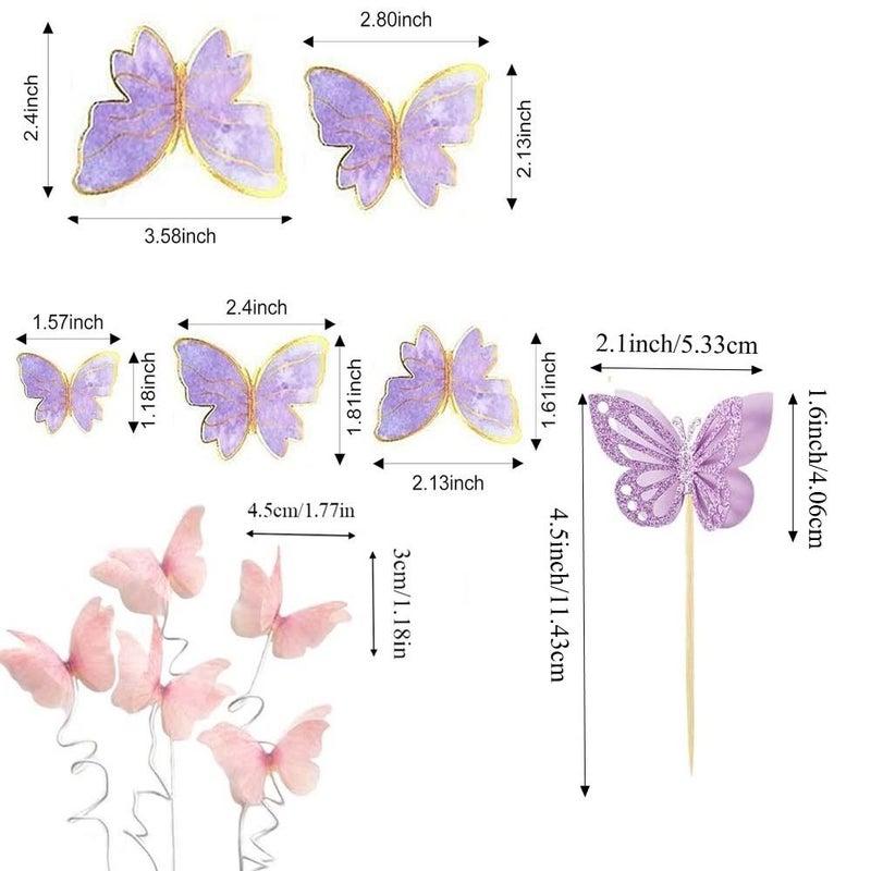 Golden Butterfly Cake Decorations Cupcake Toppers Birthday Wedding Party - Image 3